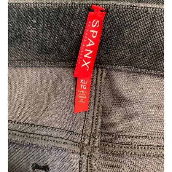 SPANX Gray Acid Wash X-Large Jean-ish Twill Pull-on Shaping Ankle Leggings - Picture 4 of 9